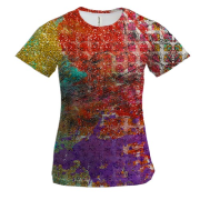 Женская 3D футболка с красным гранж рисунком