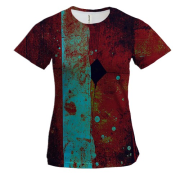 Женская 3D футболка с красно-белой стеной