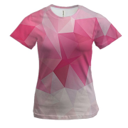 Женская 3D футболка с розовыми полигонами