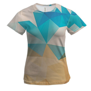 Женская 3D футболка с желто-синими полигонами