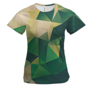 Женская 3D футболка с зелеными полигонами