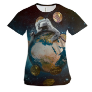 Жіноча 3D футболка "Космiчний Bitcoin"