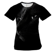 Жіноча 3D футболка Чорний кіт