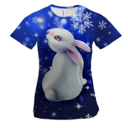 Жіноча 3D футболка Кролик у сніжинках