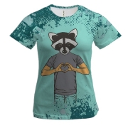 Жіноча 3D футболка I love you єнот