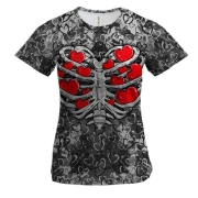 Жіноча 3D футболка Серця скелет