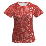 Женская 3D футболка Love and hearts pattern 3