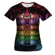 Жіноча 3D футболка Geometry Dash Levels