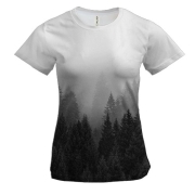 Женская 3D футболка «Туманный лес»