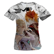 Жіноча 3D футболка Люмін та Тарталья на тлі манги