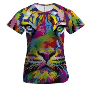 Жіноча 3D футболка «Тигр у стилі поп-арт»