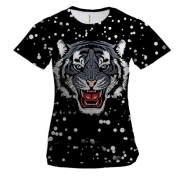 Жіноча 3D футболка Чорний водяний тигр