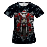Жіноча 3D футболка Санта-байкер