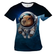 Женская 3D футболка с Капибарой в космосе