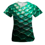 Жіноча 3D футболка Зелена змія текстури