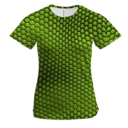 Жіноча 3D футболка Зелена змія луска