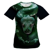 Женская 3D футболка Зеленая змея