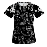 Жіноча 3D футболка Котики в костюмах Хелловіна