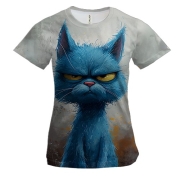 Жіноча 3D футболка Похмурий синій кіт