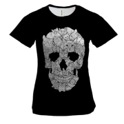 Жіноча 3D футболка Череп з котиками