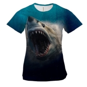 Жіноча 3D футболка з акулою у воді