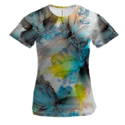 Женская 3D футболка Цветочная акварельная  абстракция
