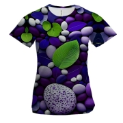 Жіноча 3D футболка з фіолетовою галькою