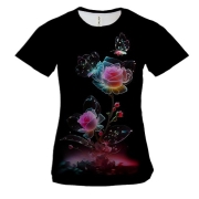 Жіноча 3D футболка з казковою трояндою