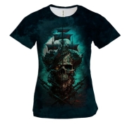 Женская 3D футболка пиратский корабль АРТ