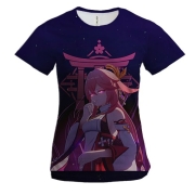 Женская 3D футболка Genshin Impact - Яэ Мико