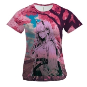 Женская 3D футболка Павер и сакура