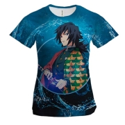 Женская 3D футболка Гию Томиока - Клинок рассекающий демонов