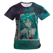 Женская 3D футболка Мику Хацунэ в квадрате