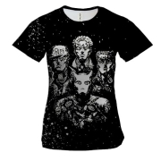 Женская 3D футболка Черно-белые герои - JJBA
