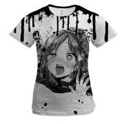 Жіноча 3D футболка Manga-girl Ahegao
