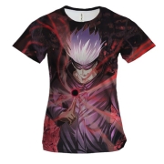 Жіноча 3D футболка Сатору Годжо, Червоний - Магічна битва