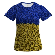Жіноча 3D футболка "3D блоки у кольорах прапора"