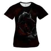 Женская 3D футболка Роза в огне