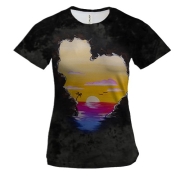 Жіноча 3D футболка з печерою у вигляді серця