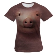 Женская 3D футболка со свинкой