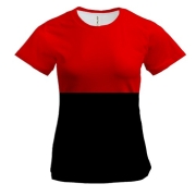 Жіноча 3D футболка з червоно-чорним прапором України