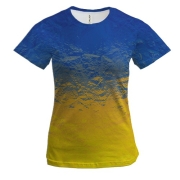 Жіноча 3D футболка прапор України (скло)