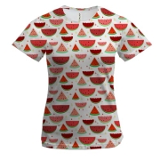 Женская 3D футболка с арбузами (паттерн)