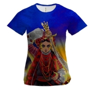 Женская 3D футболка Украинка с мечом - Смерть врагам!