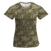 Жіноча 3D футболка піксель з Герб України