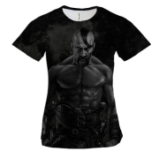 Жіноча 3D футболка Козак із мечами (чорно-біла)