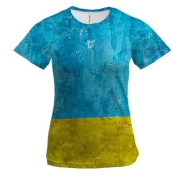 Женская 3D футболка Желто-синие мазки краски