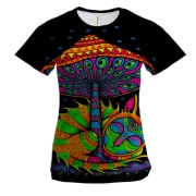 Жіноча 3D футболка кислотний котик