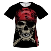 Жіноча 3D футболка з піратським черепом в бандані