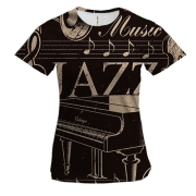 Жіноча 3D футболка Jazz Music Instruments